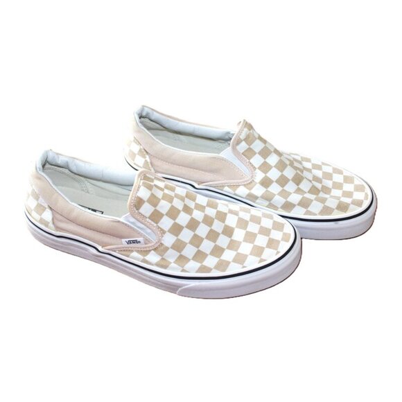 VANS Classic Checkerboard Slip-Ons, Warm Taupe/White - Unisex, M9.5/W11 - Picture 12 of 15